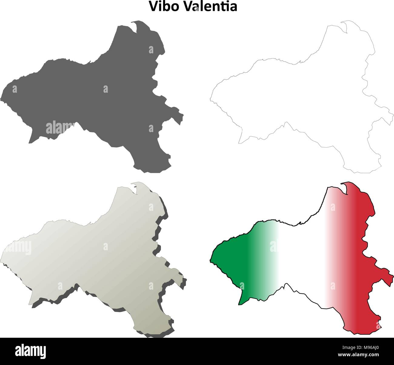 Vibo Valentia blank aperçu détaillé de l'ensemble de cartes Illustration de Vecteur