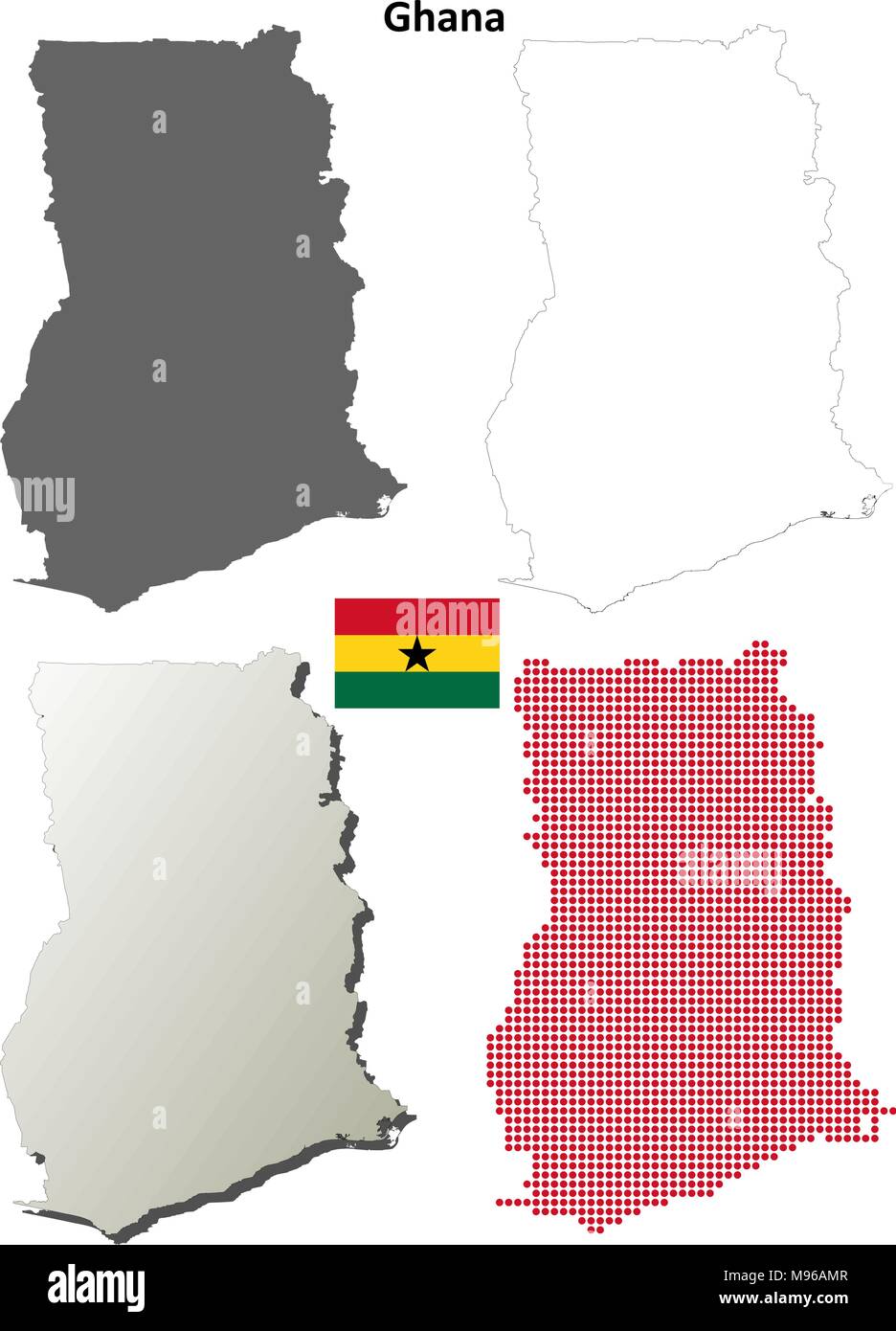 Ghana carte contour défini Illustration de Vecteur