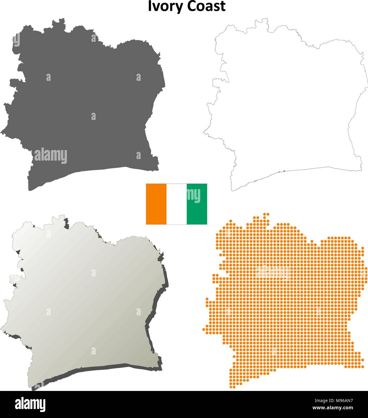 Côte d'Ivoire carte contour défini Illustration de Vecteur