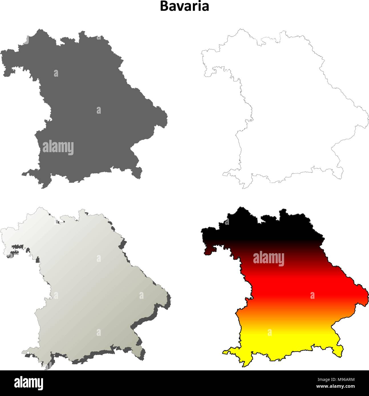 Bavière carte contour défini Illustration de Vecteur