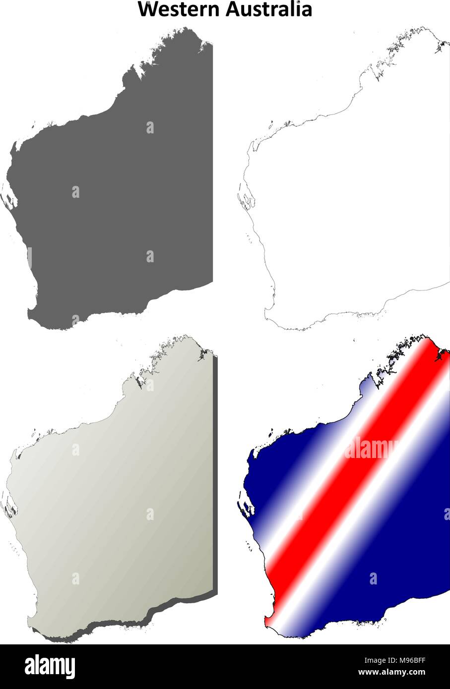 L'ouest de l'Australie Aperçu de l'ensemble de cartes Illustration de Vecteur