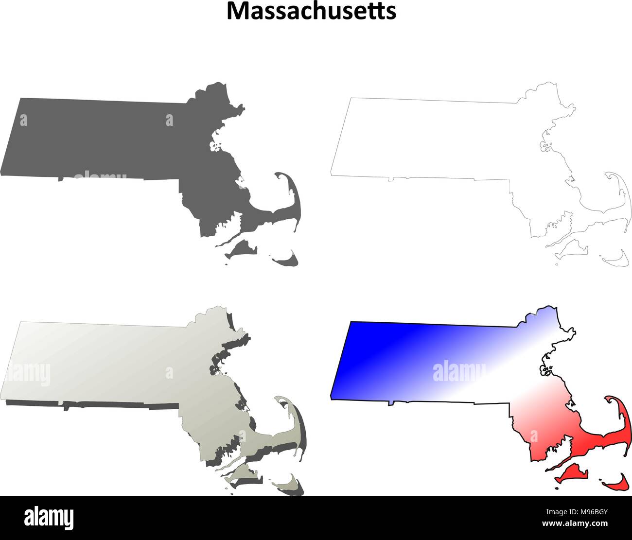 Le Massachusetts contour plan set Illustration de Vecteur