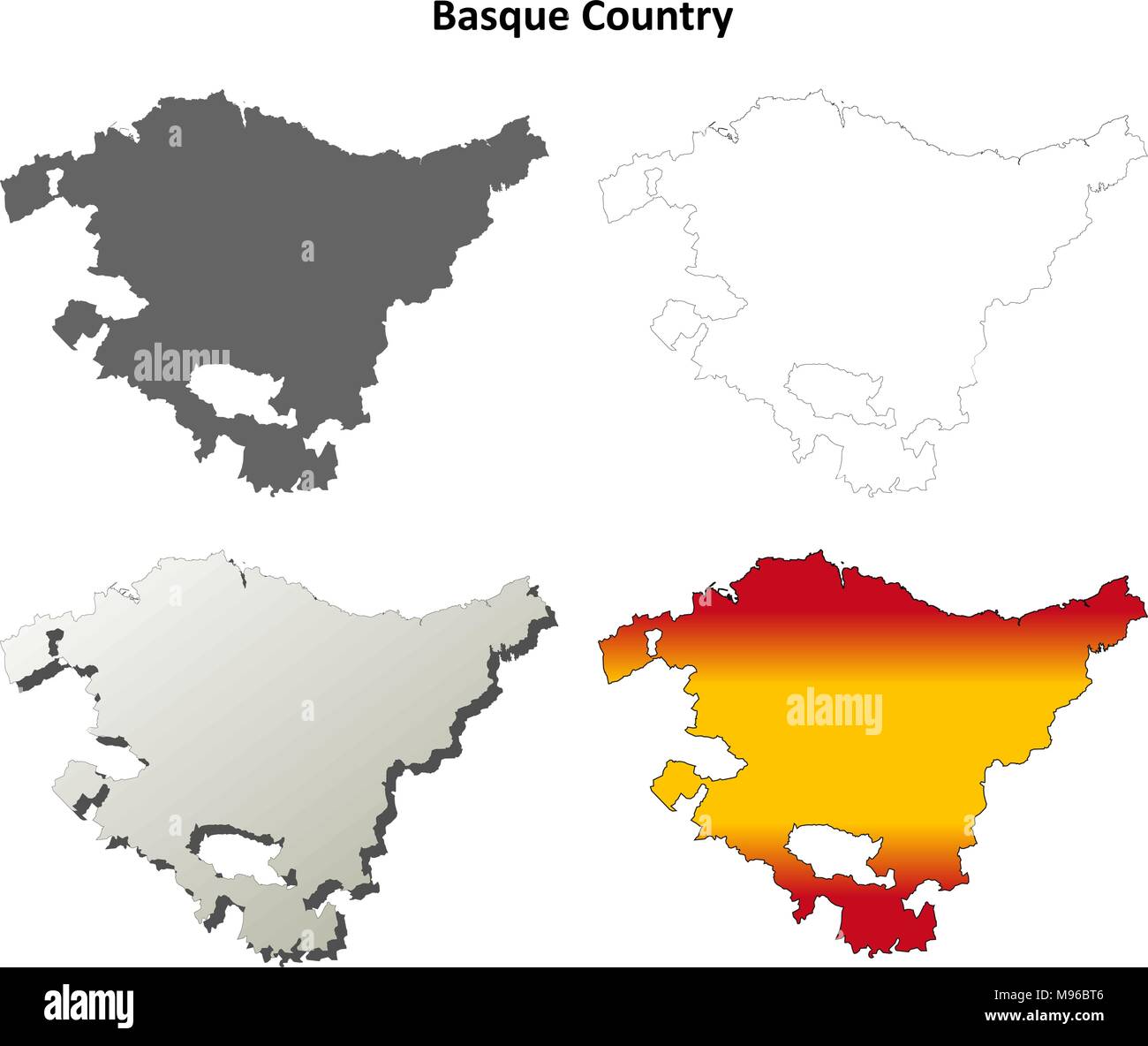 Pays Basque blank aperçu détaillé de l'ensemble de cartes Illustration de Vecteur