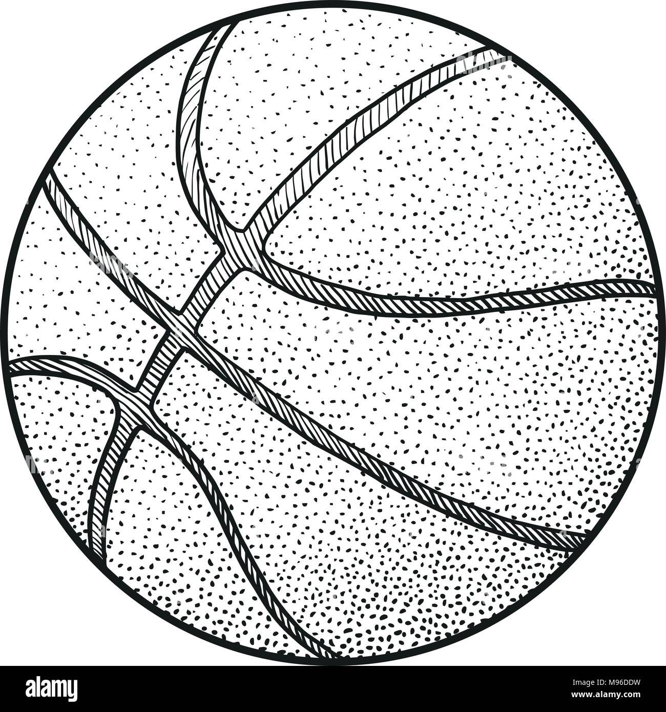 Illustration de basket-ball, dessin, gravure, encre, dessin au trait, vector Illustration de Vecteur