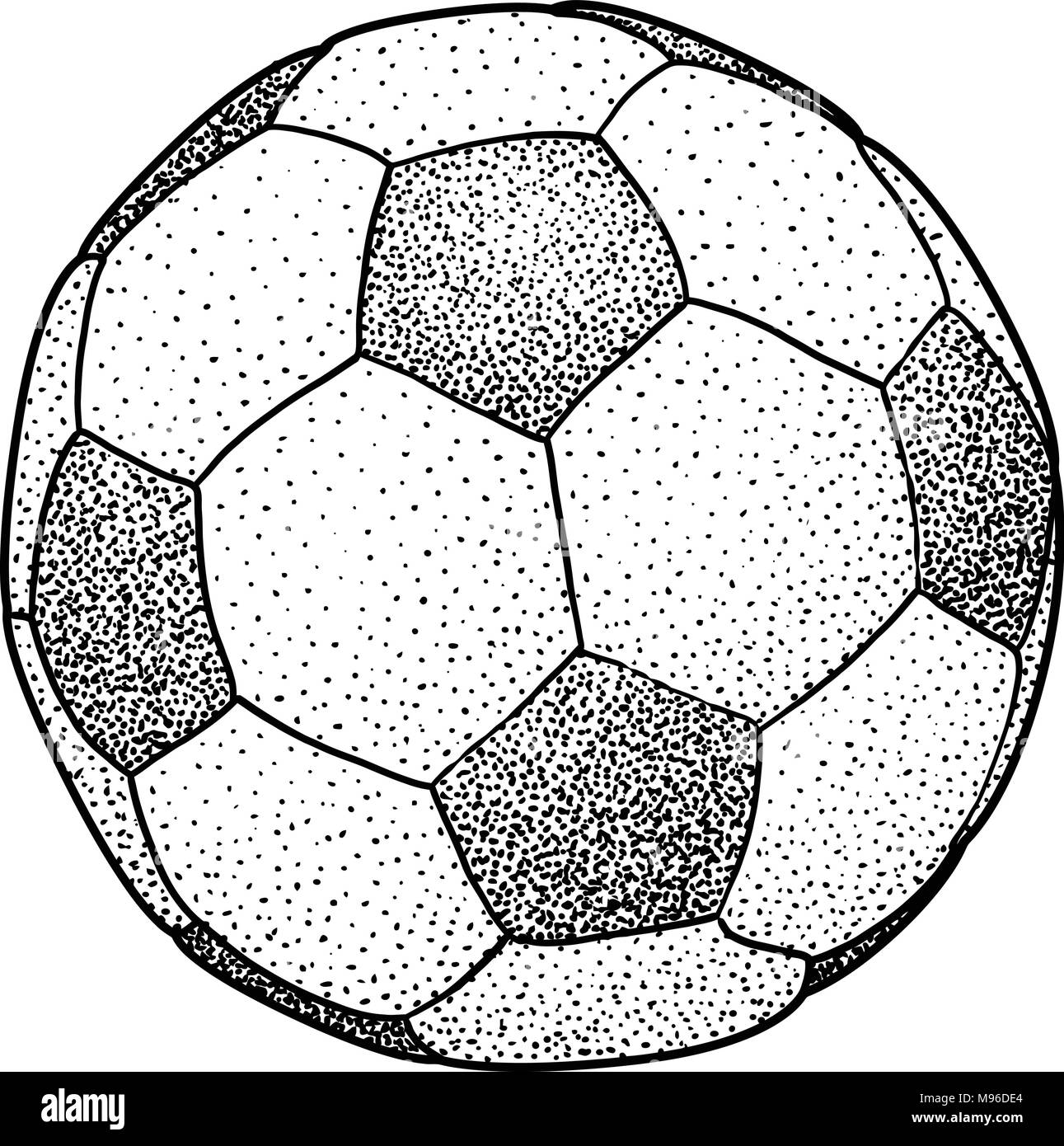 Ballon de soccer illustration, dessin, gravure, encre, dessin au trait, vector Illustration de Vecteur