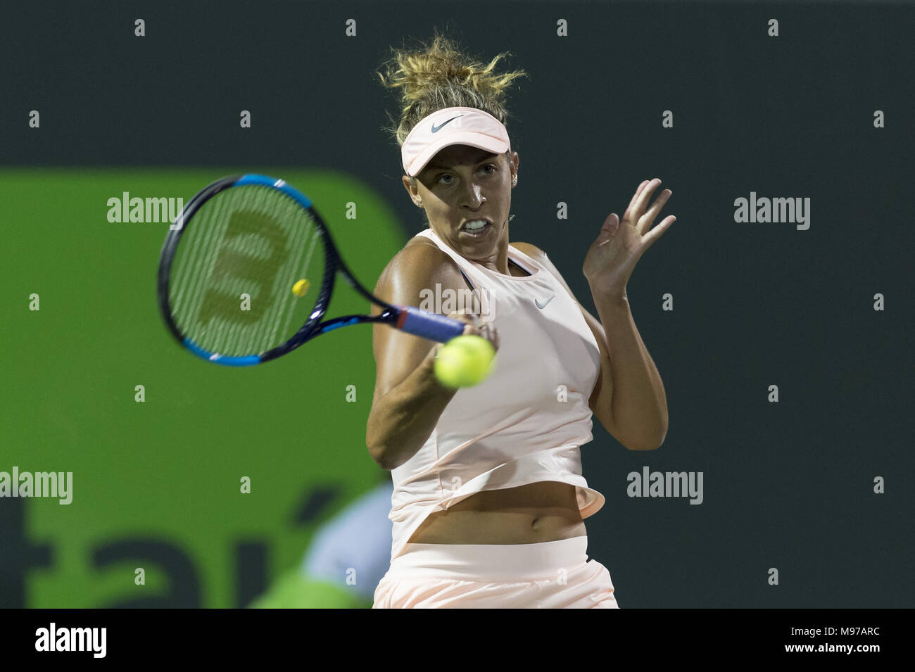 KEY BISCAYNE, Floride - 22 mars : Madison Keys au jour 10 de l'Open de Miami à Crandon Park Tennis Center le 22 mars 2018 à Key Biscayne, en Floride. People : Madison Keys Banque D'Images