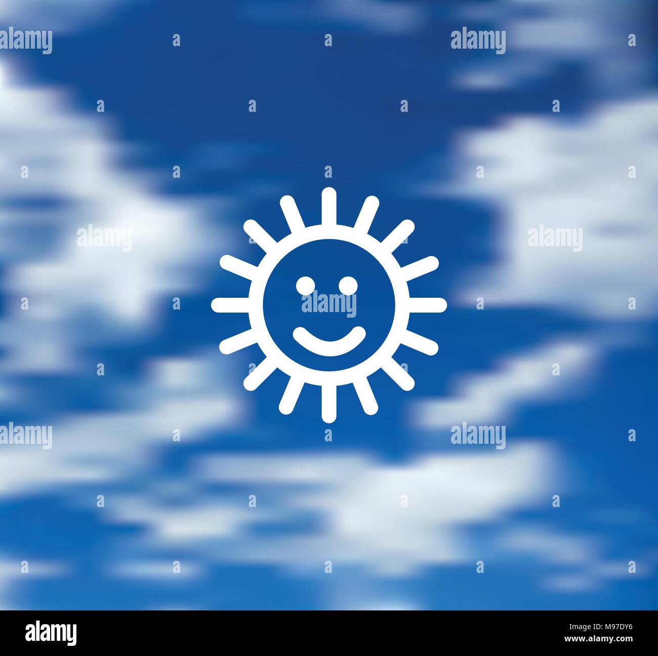 Sourire soleil Ciel bleu fond icon. Illustration de Vecteur