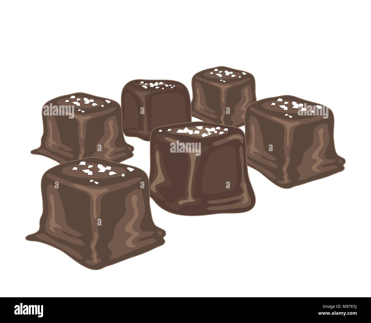 Un vecteur illustration au format eps de caramel au beurre salé bonbons enrobées de chocolat sur un fond blanc Illustration de Vecteur