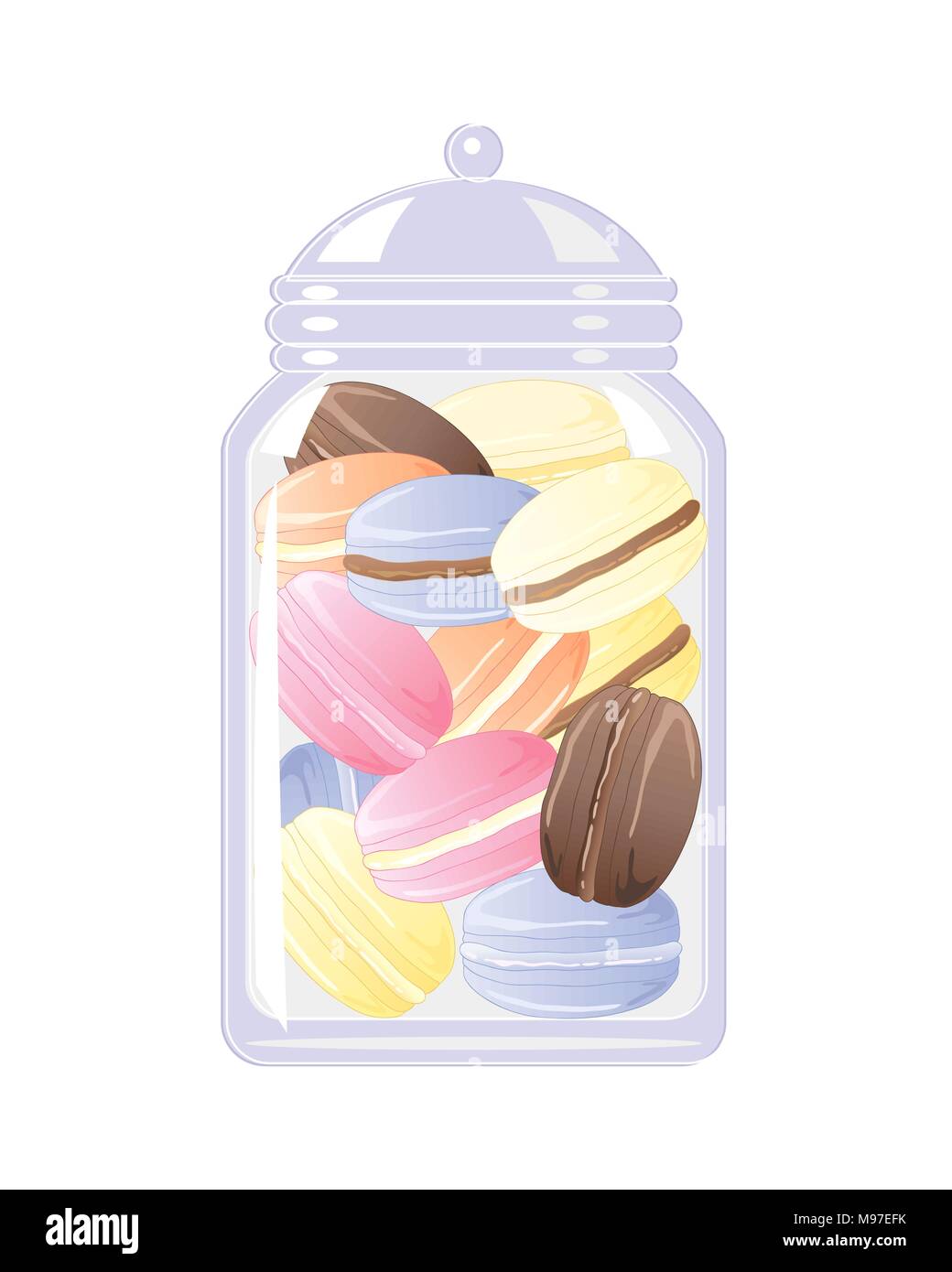 Un vecteur illustration en eps 10 format d'un biscuit verre pot plein de délicieux macarons colorés sur fond blanc Illustration de Vecteur