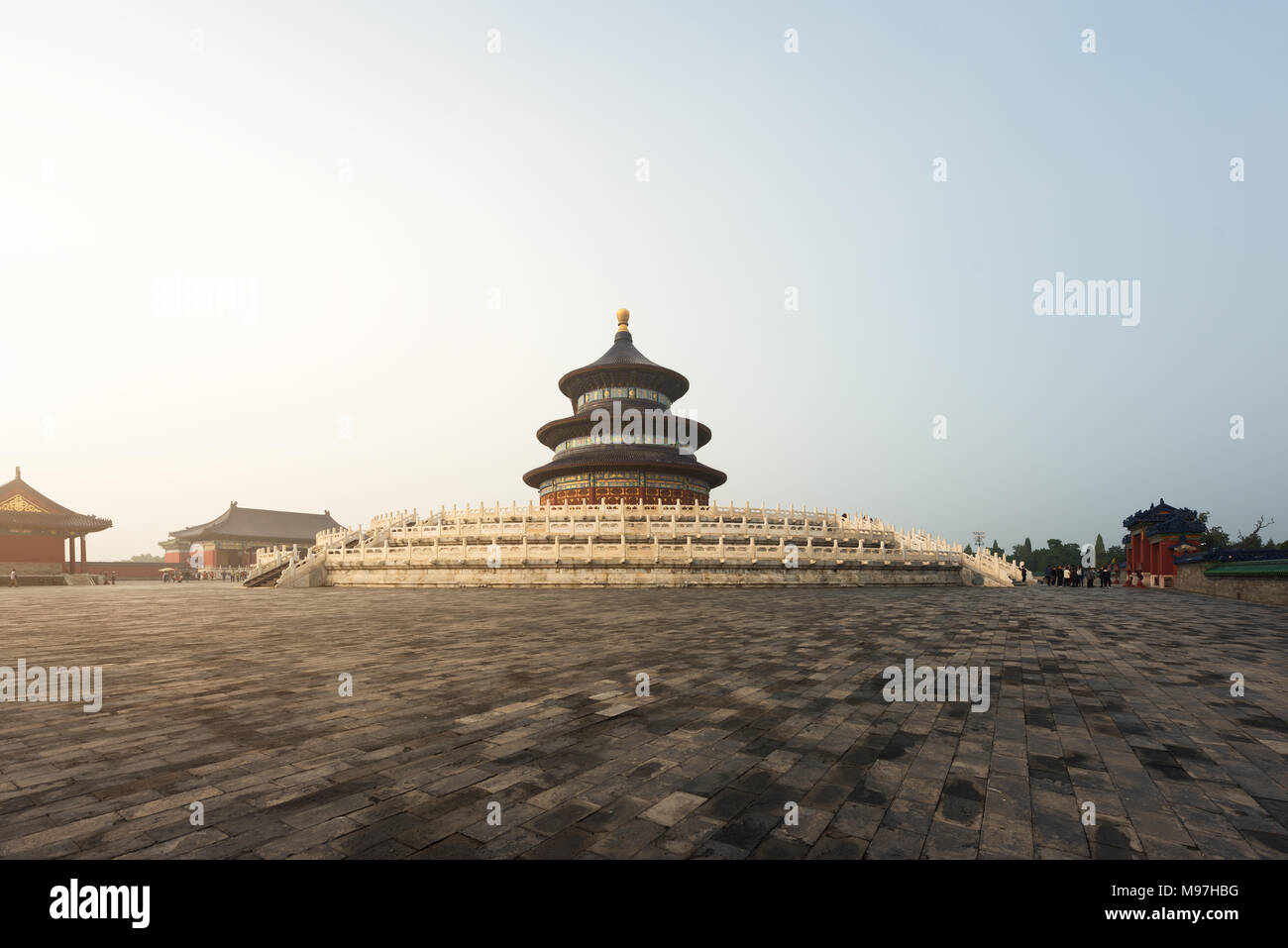 Incroyable et magnifique temple Beijing - Temple du Ciel à Beijing, Chine. Salle de Prière pour les bonnes récoltes. Banque D'Images