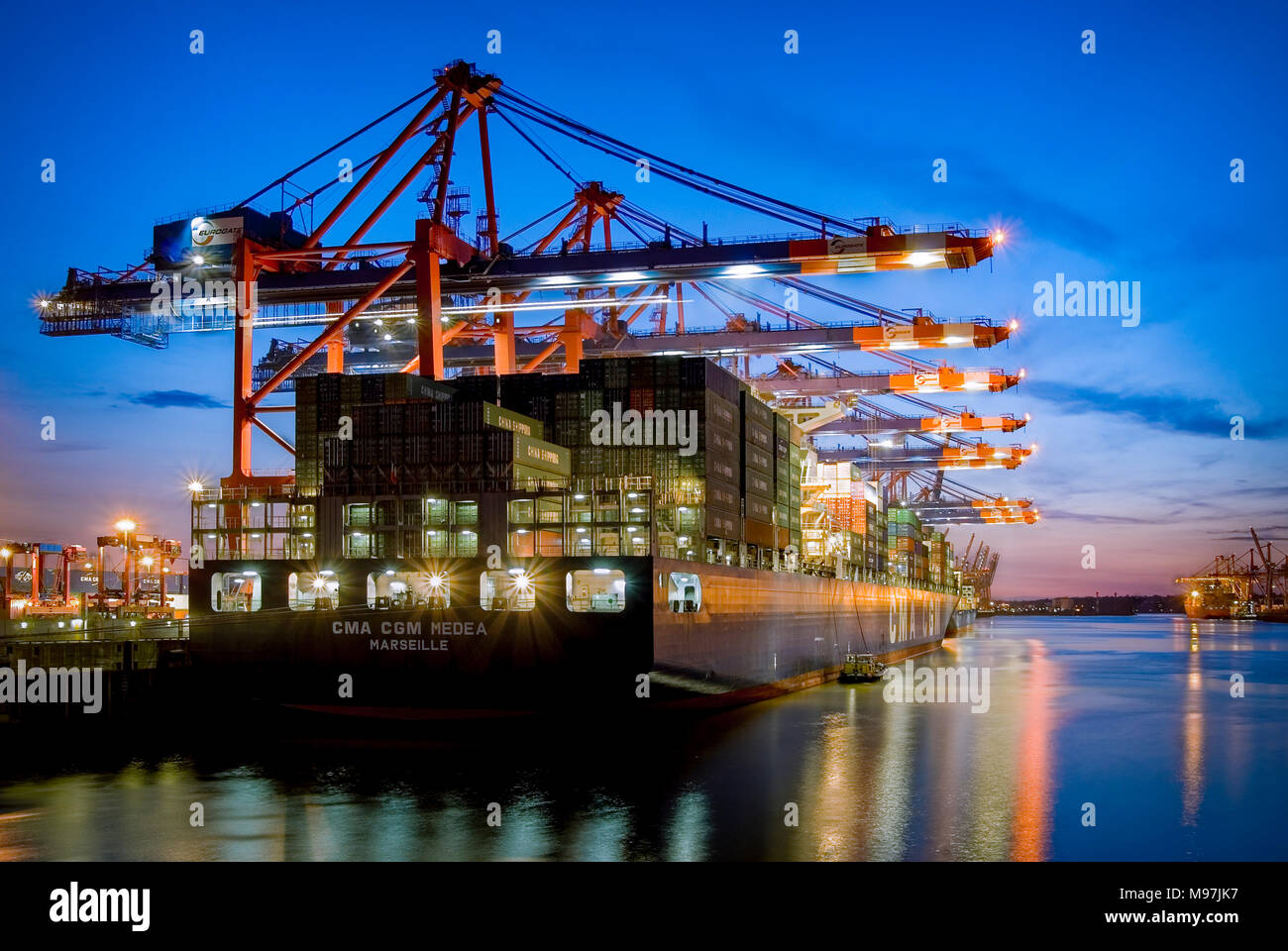 Deutschland, Hambourg, Elbe, Hafen, Waltershofer Containerverladung Containerschiff Hafen,,, "CMA CGM Medea' Banque D'Images
