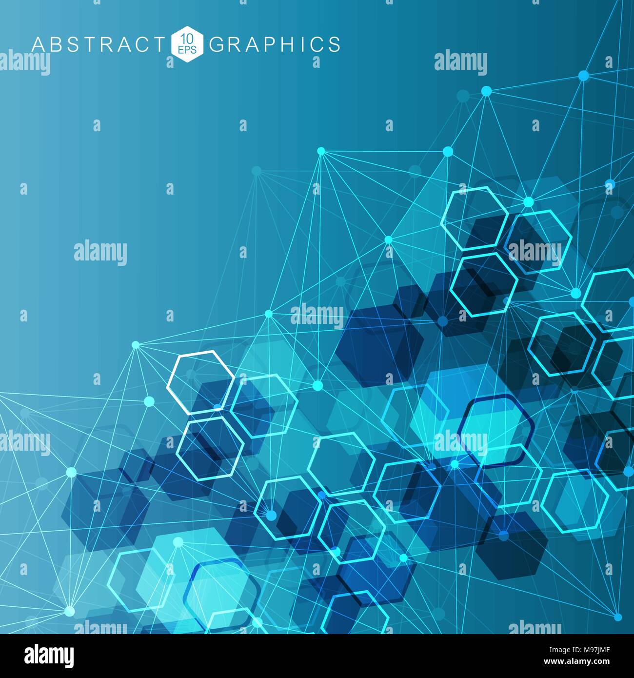 Fond abstrait géométrique et de la ligne connectée avec des points. Molécule de structure et de communication. Concept scientifique pour votre conception. La science médicale, de la technologie, de l'arrière-plan. Vector illustration. Illustration de Vecteur