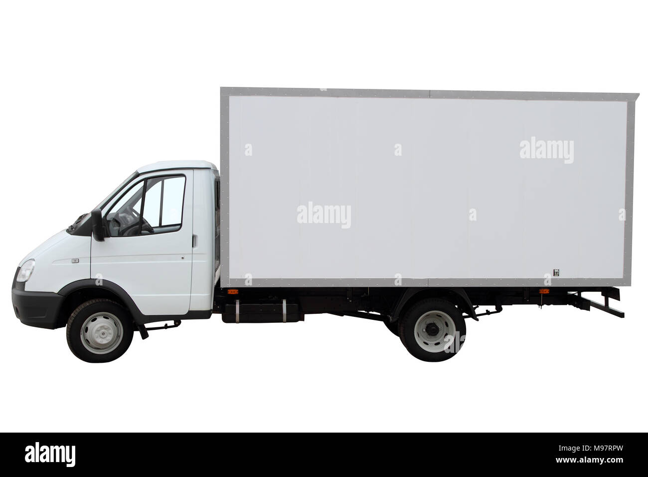 Camion blanc moderne isolé sur fond blanc. Banque D'Images