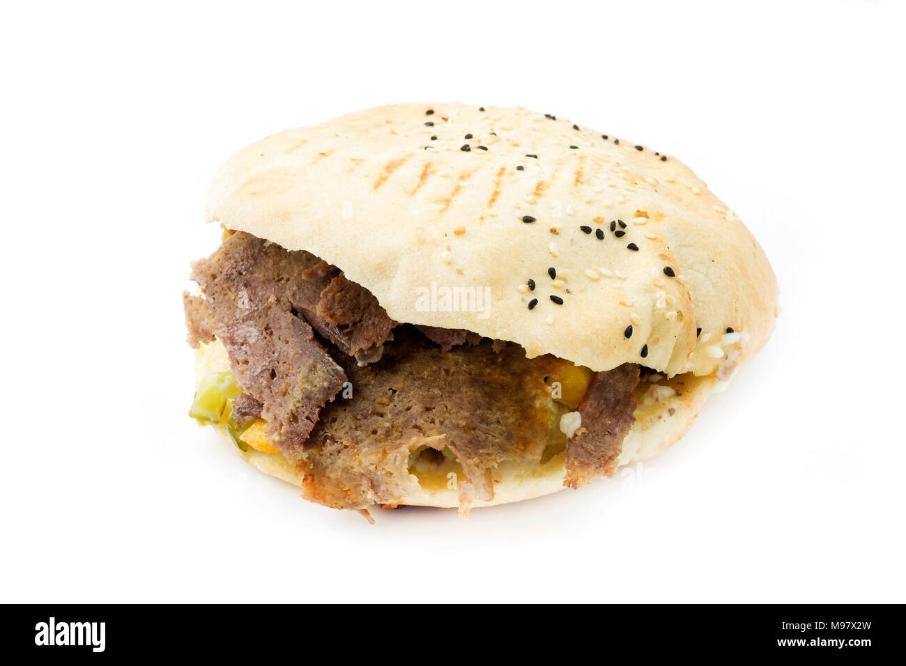 Style azéri döner kebab sur un fond blanc Banque D'Images