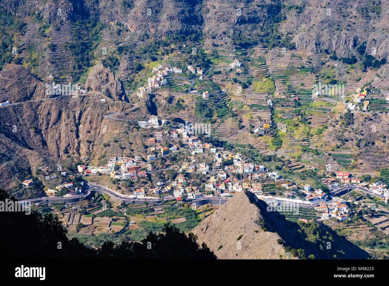 Hermigua, Aussicht vom Berg Enchereda, La Gomera, Kanarische Inseln, Spanien Banque D'Images