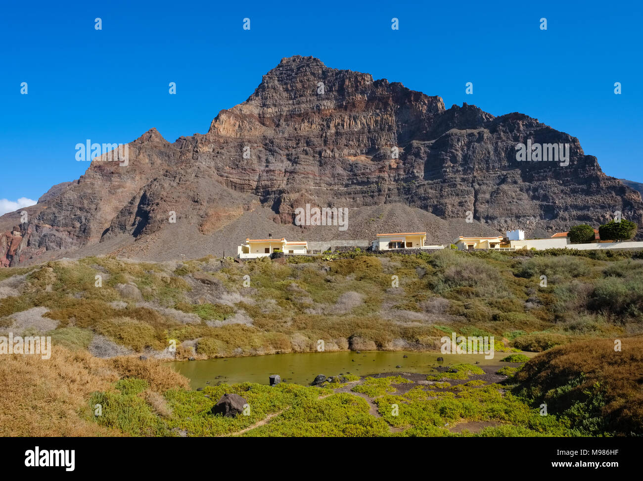 Charco del Cieno, Riscos de la Merica, Ferienhäuser, Valle Gran Rey, La Gomera, Kanarische Inseln, Spanien Banque D'Images