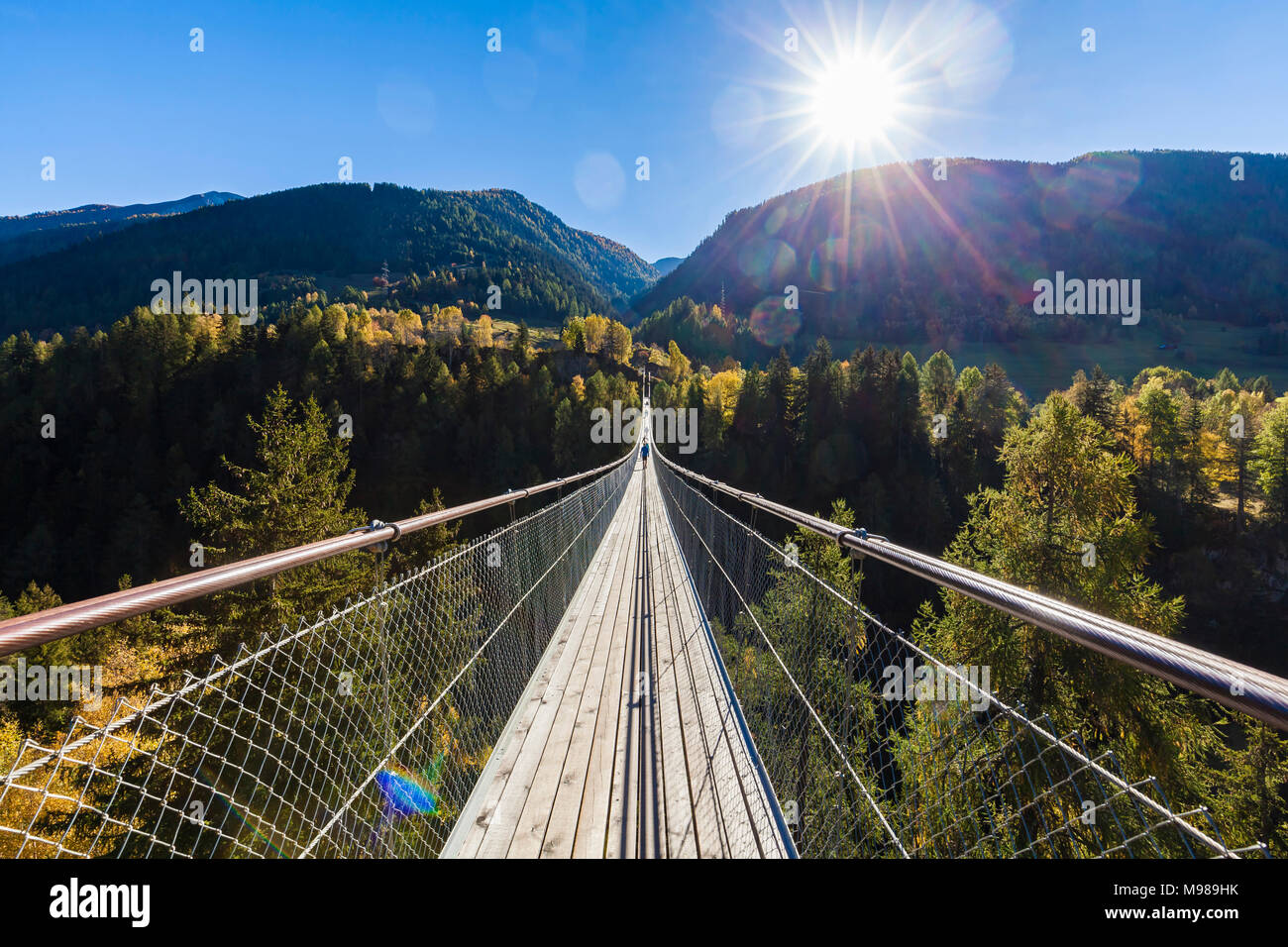 Schweiz, canton Valais, Conthey, bei Bellwald, GOMS, Hängebrücke Lamma-Schlucht Pont über zwischen Fürgangen und Mühlebach, Fußgängerbrücke, Brücke, fr Banque D'Images