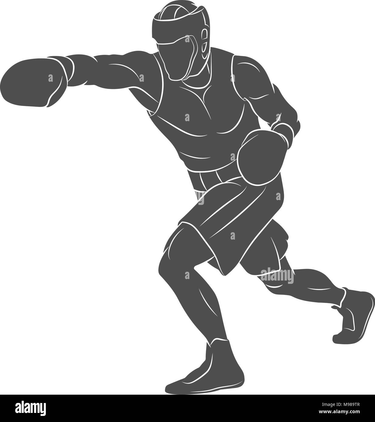 Boxer Homme pratiquant de combat, Illustration de Vecteur