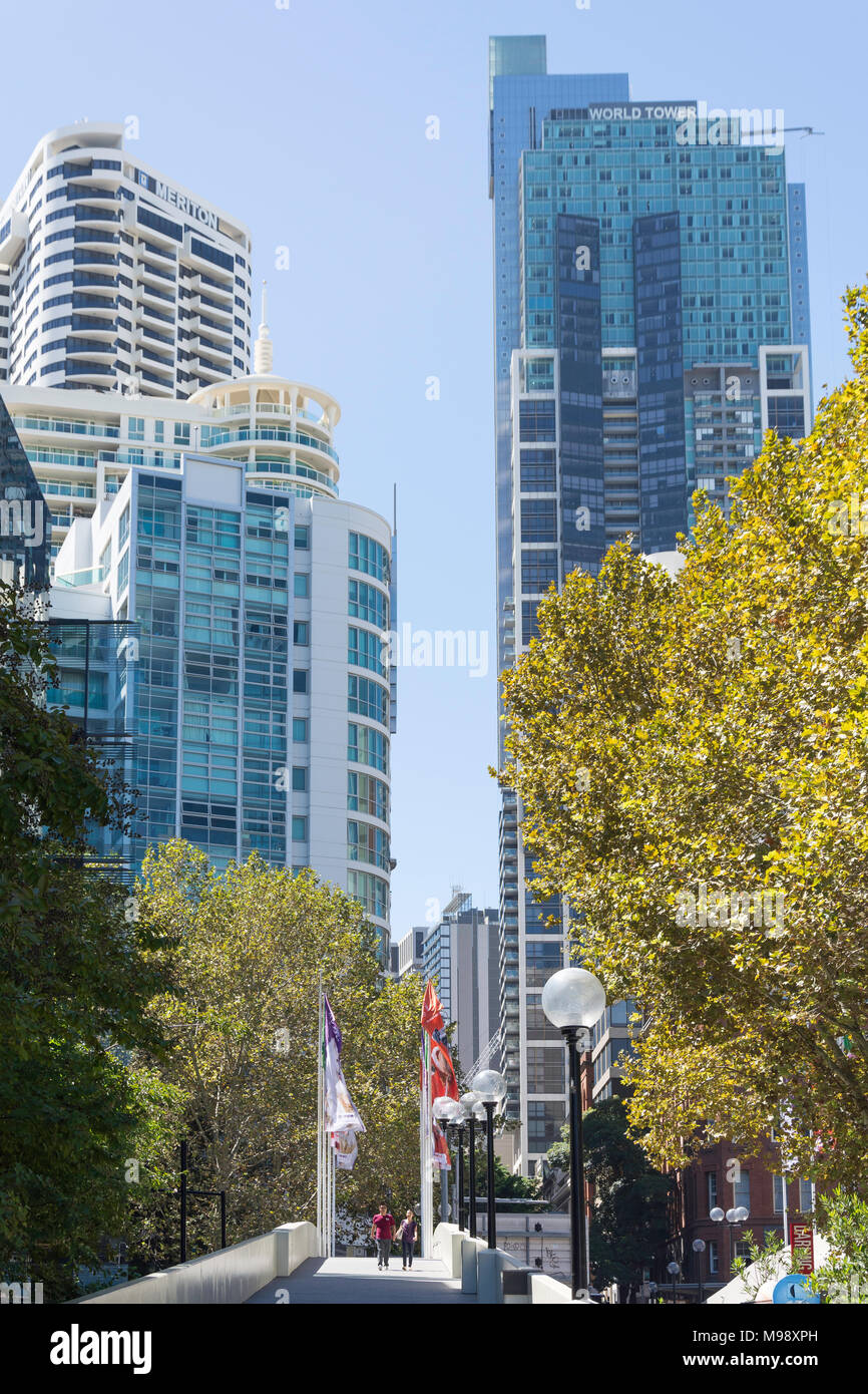 Quartier Central des Affaires d'immeubles de grande hauteur de Darling Harbour, Sydney, New South Wales, Australia Banque D'Images