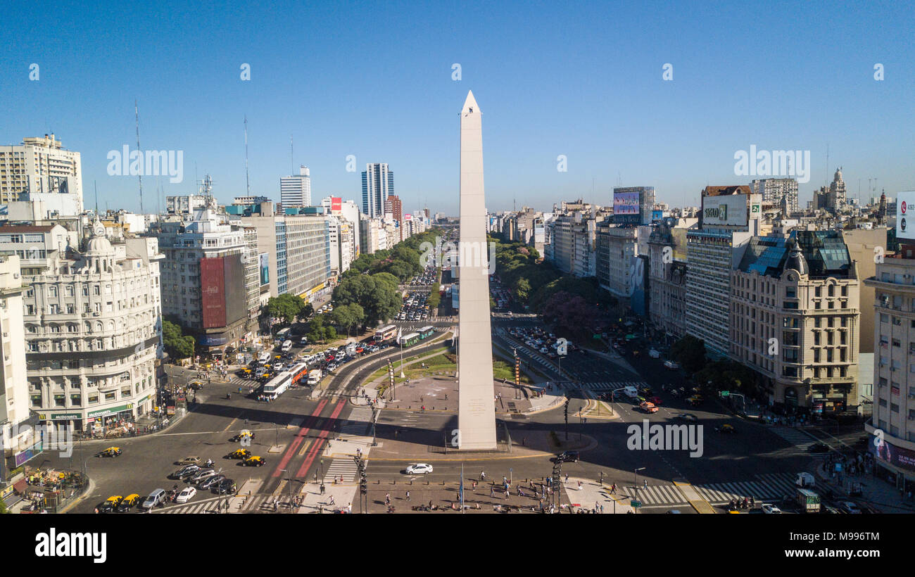 Obélisque de Buenos Aires ou l'obélisque de Buenos Aires, Buenos Aires, Argentine Banque D'Images