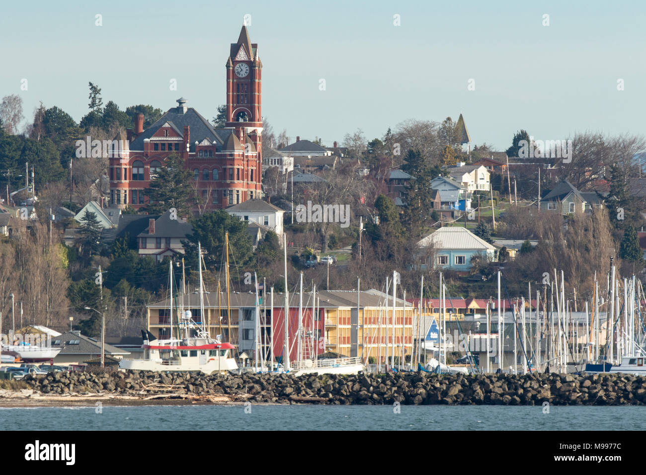 Tour de l'horloge de Port Townsend, Washington. Banque D'Images