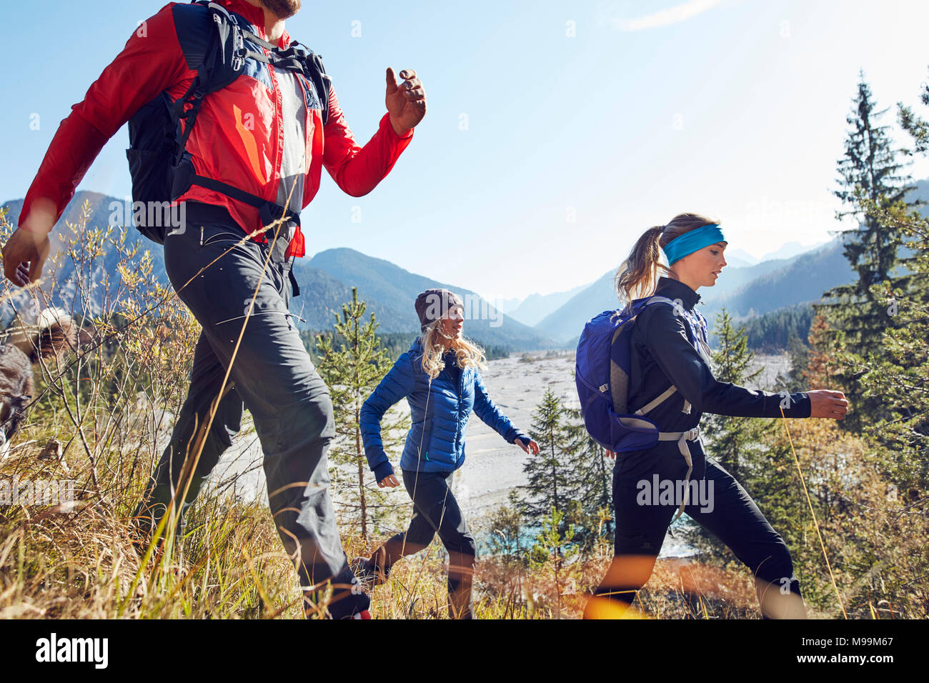 Allemagne, Bavière, Karwendel, groupe d'amis de la randonnée dans les montagnes Banque D'Images