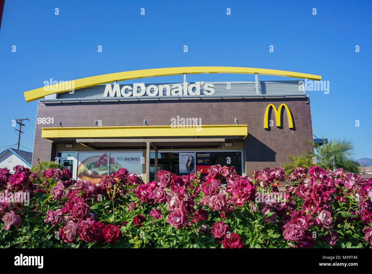 Temple City, Feb 13 : Vue extérieure de la célèbre Mcdonald le févr. 13, 2018 à Temple City, Los Angeles County, Californie Banque D'Images