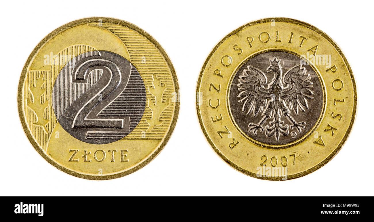 2 coin Zlote polonais Banque D'Images