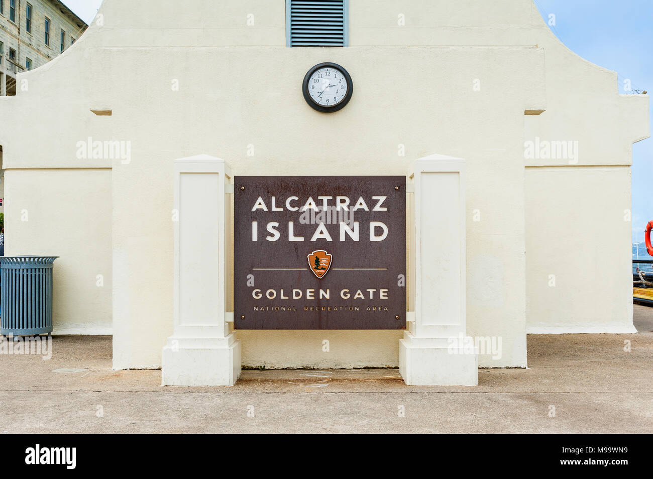 L'île d'Alcatraz Signer San Francisco Banque D'Images