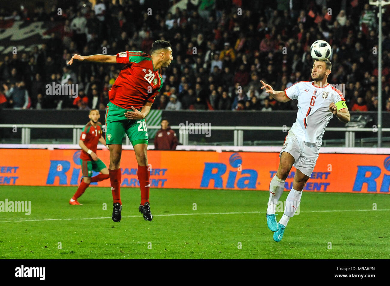 Turin, Italie. 23 mars 2018. Branislav Ivanovic (Serbie) pendant le match de foot amichevole entre Maroc et la Serbie à stade Olimpico Grande Torino le 23 mars, 2018 à Turin, Italie. Crédit : FABIO ANNEMASSE/Alamy Live News Banque D'Images