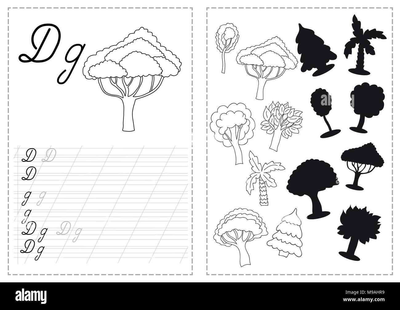 Lettres Alphabet feuille de traçage avec lettres de l'alphabet russe en bois - Illustration de Vecteur