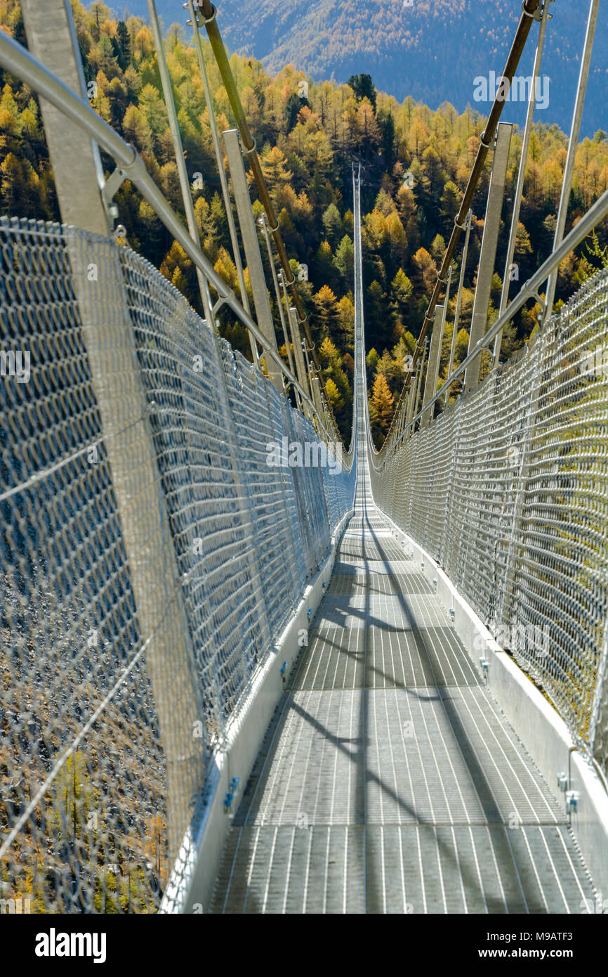 Europa bridge, le plus long pont suspendu du monde Banque D'Images