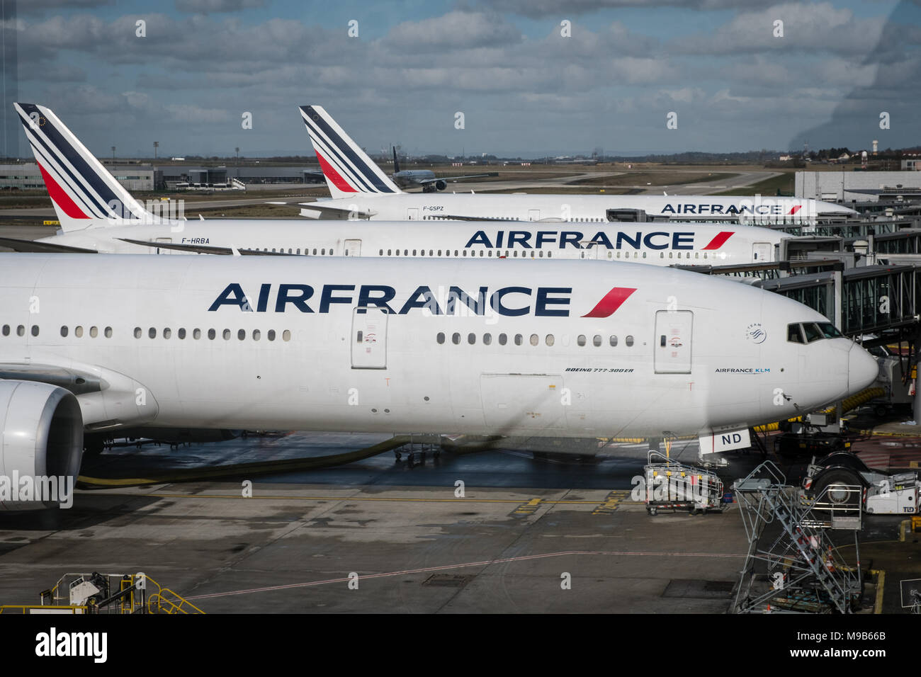 Paris, France - mars 2018 : les avions d'Air France à l'aéroport Charles de Gaulle à Paris, France Banque D'Images