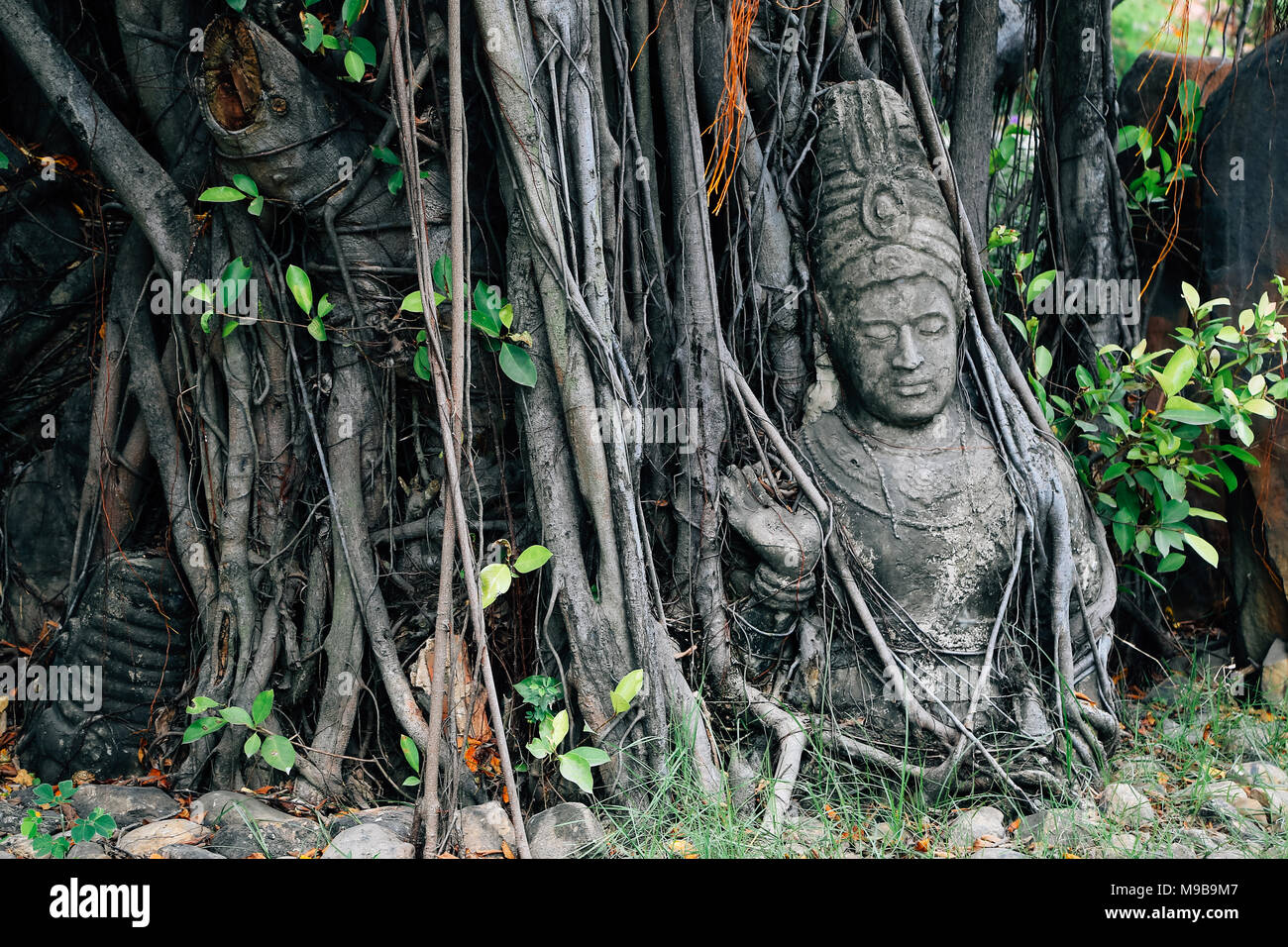 Ancienne ville Mueang Boran, statue de bouddha à Talca, Thaïlande Banque D'Images