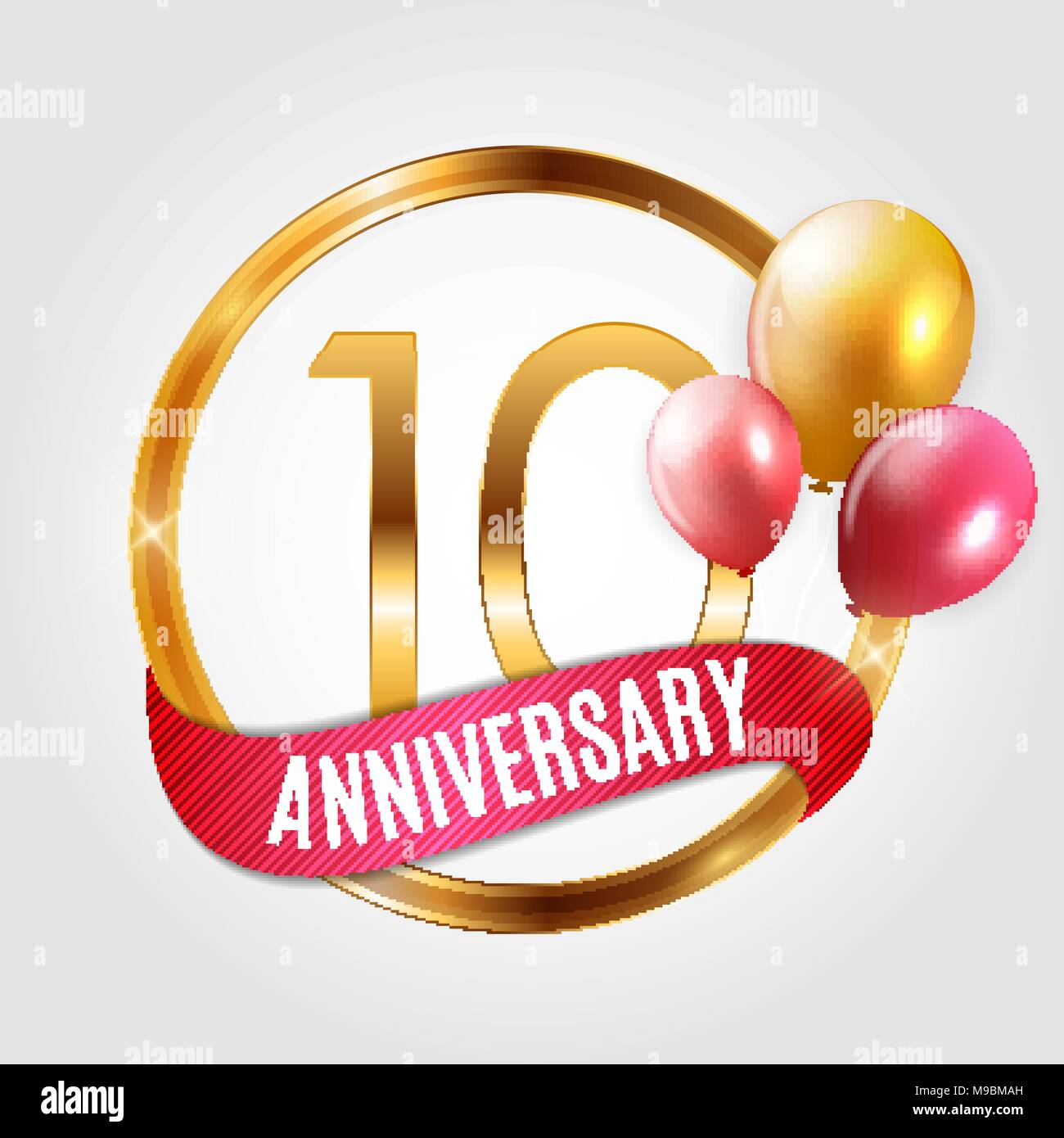 Logo Or Modele Anniversaire 10 Ans Avec Ruban Et Des Ballons Vector Illustration Image Vectorielle Stock Alamy Logo Or Modele Anniversaire 10 Ans Avec Ruban Et Des Ballons Vector Illustration Image Vectorielle Stock Alamy