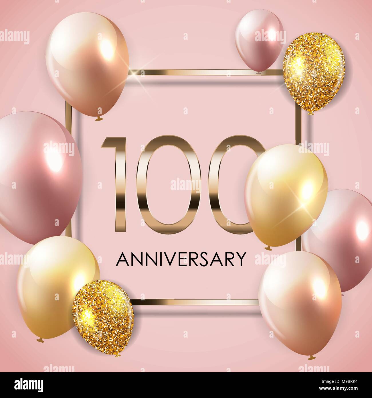 Anniversaire 100 ans de modèle avec des ballons fond Vector Illustration Illustration de Vecteur