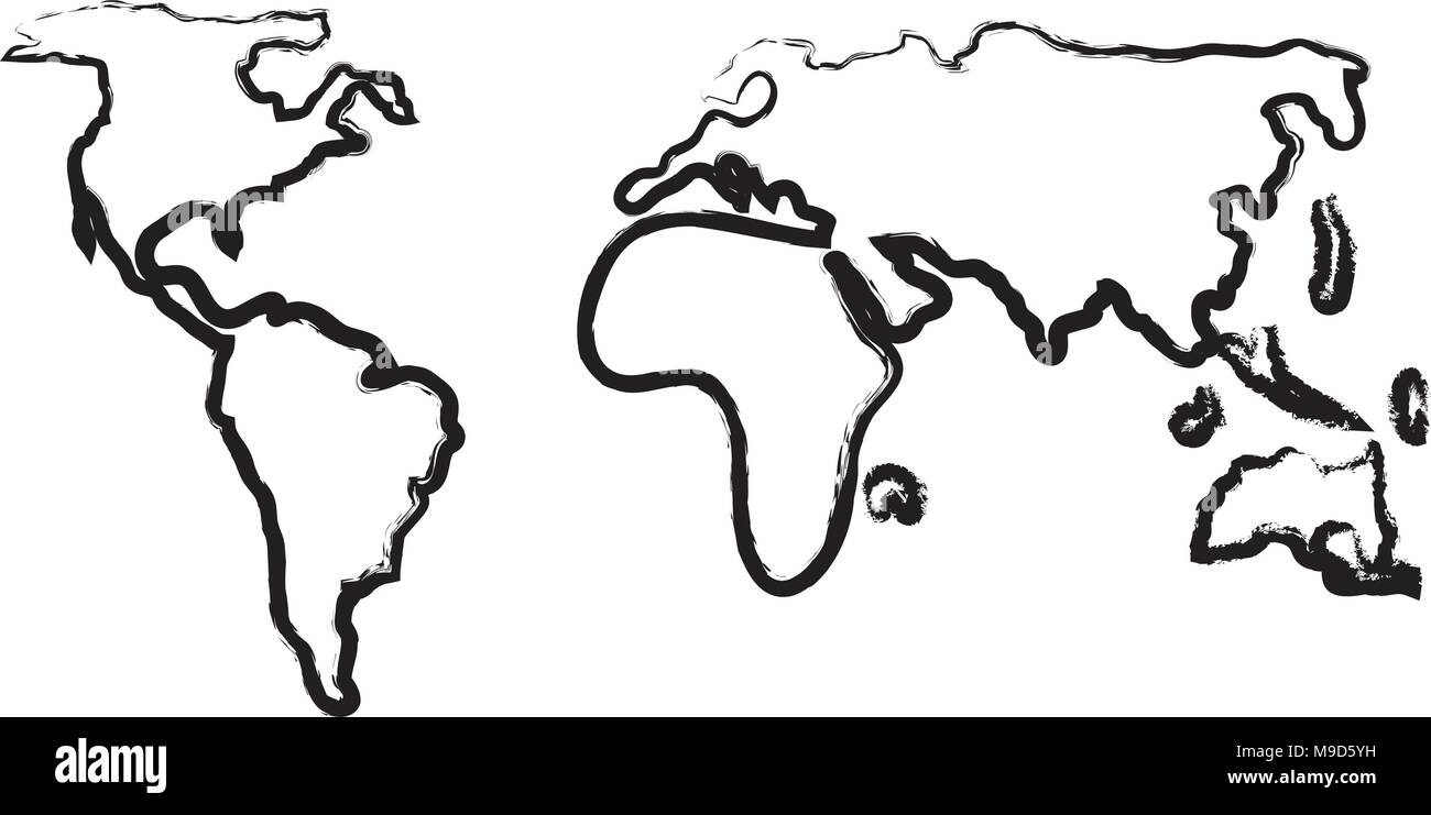 Croquis de l'icône de carte du monde sur fond blanc, vector illustration Illustration de Vecteur