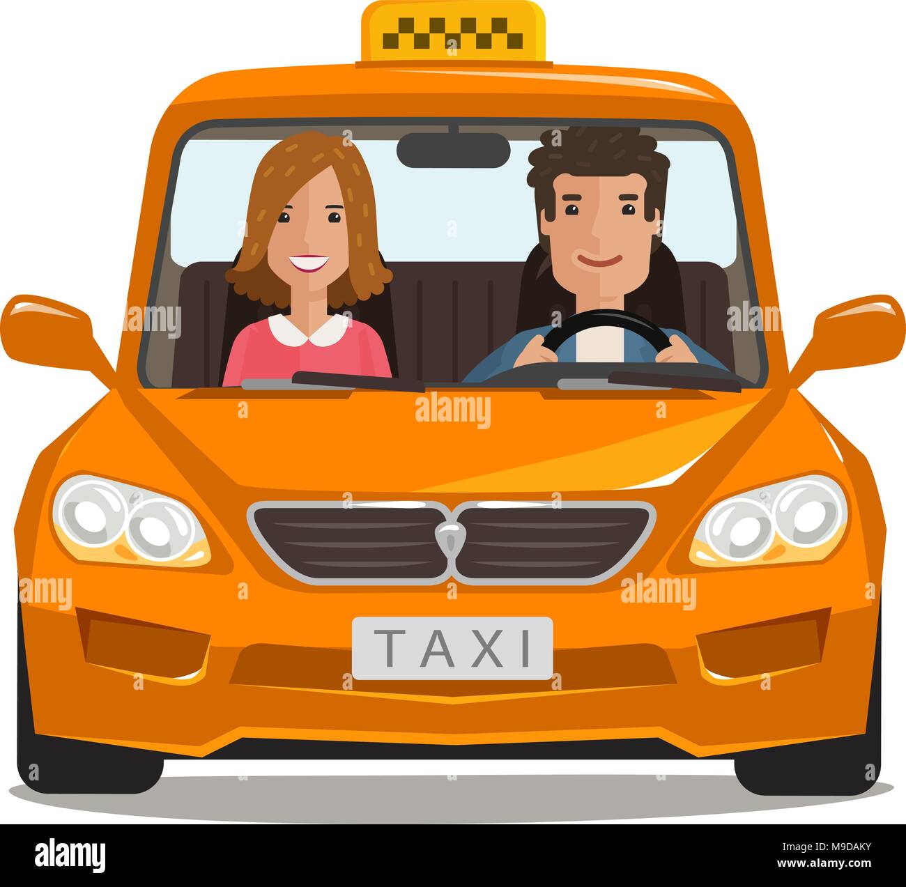 Taxi, Taxi, location de caricature. Concept de transport. Vector illustration Illustration de Vecteur