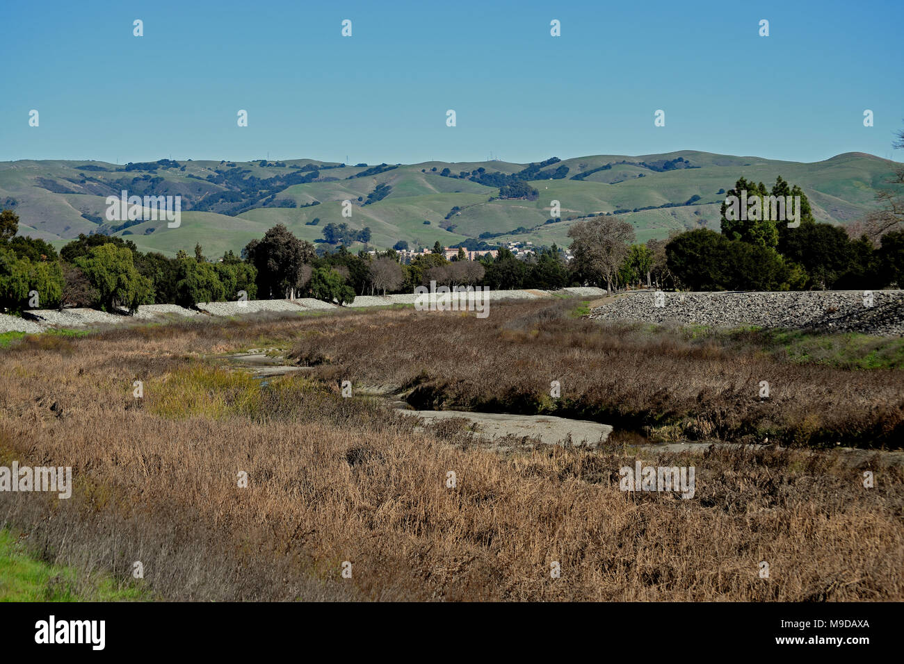 Alameda Creek Regional Trail, février à sec, Union City, CA USA Banque D'Images