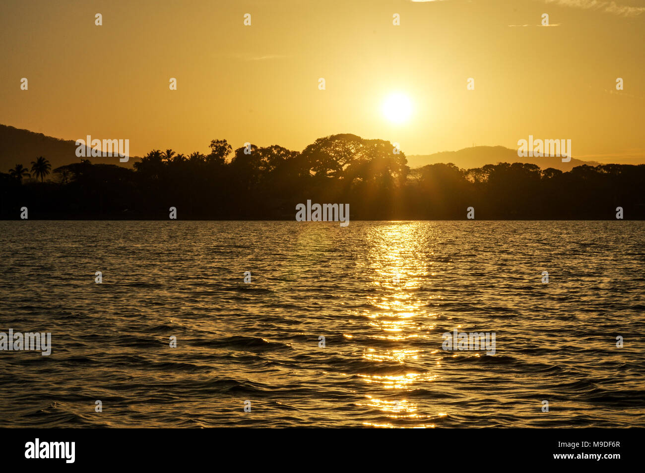 Coucher de soleil sur le Lac Nicaragua Banque D'Images