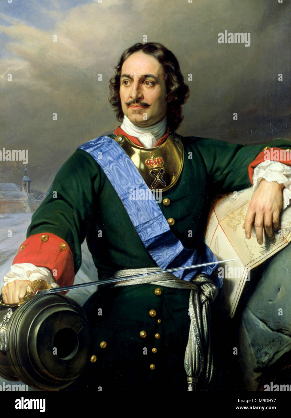 Pierre le Grand. Portrait du tsar Pierre I de Russie (1672-1725) par Paul Delaroche, 1838 Banque D'Images
