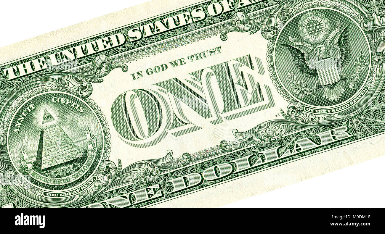 Billet d'un dollar américain, détail. Papier-monnaie US Banque D'Images