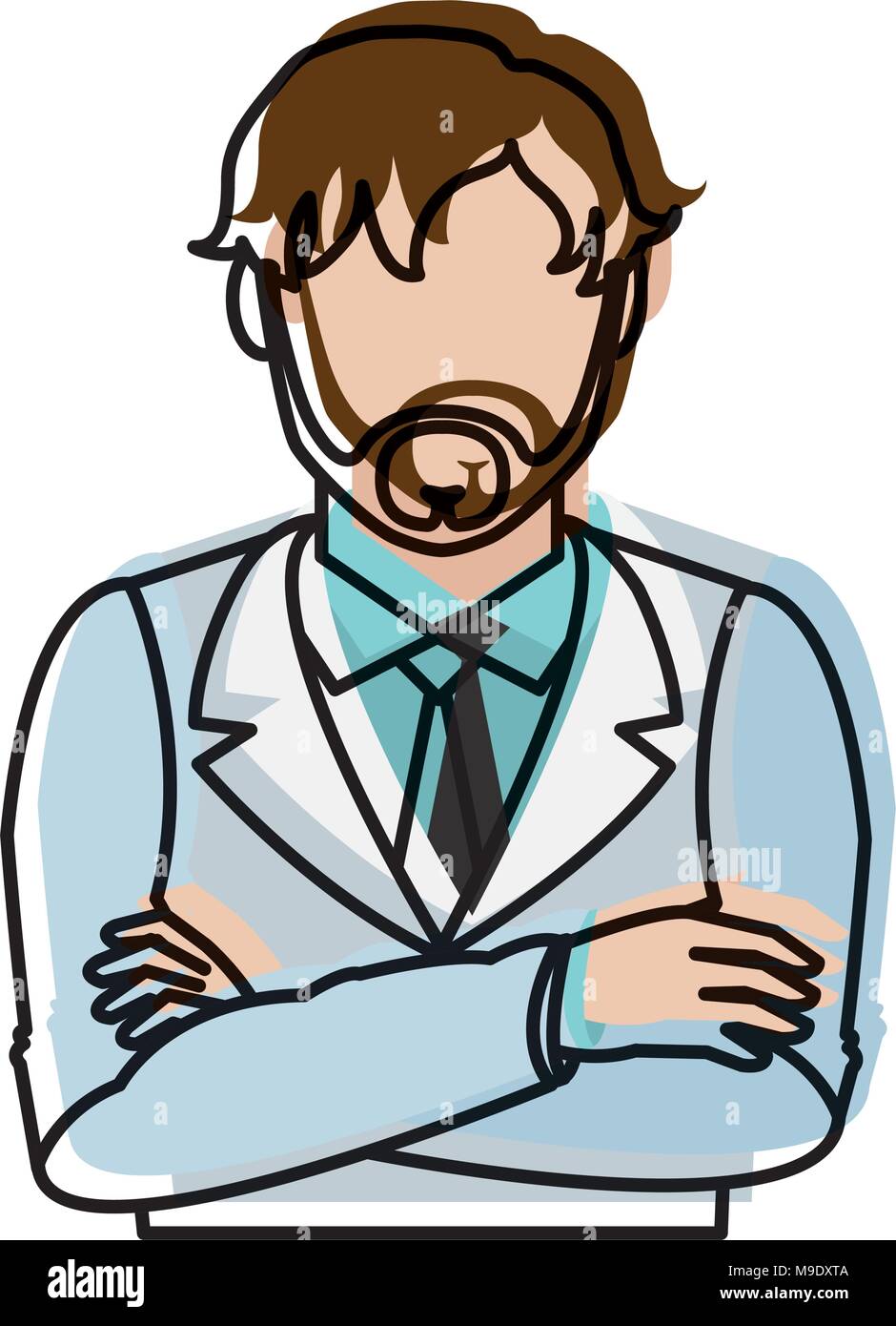 Homme Couleur Deplace Avec Medecin Et Sans Visage Uniforme Medecine Image Vectorielle Stock Alamy
