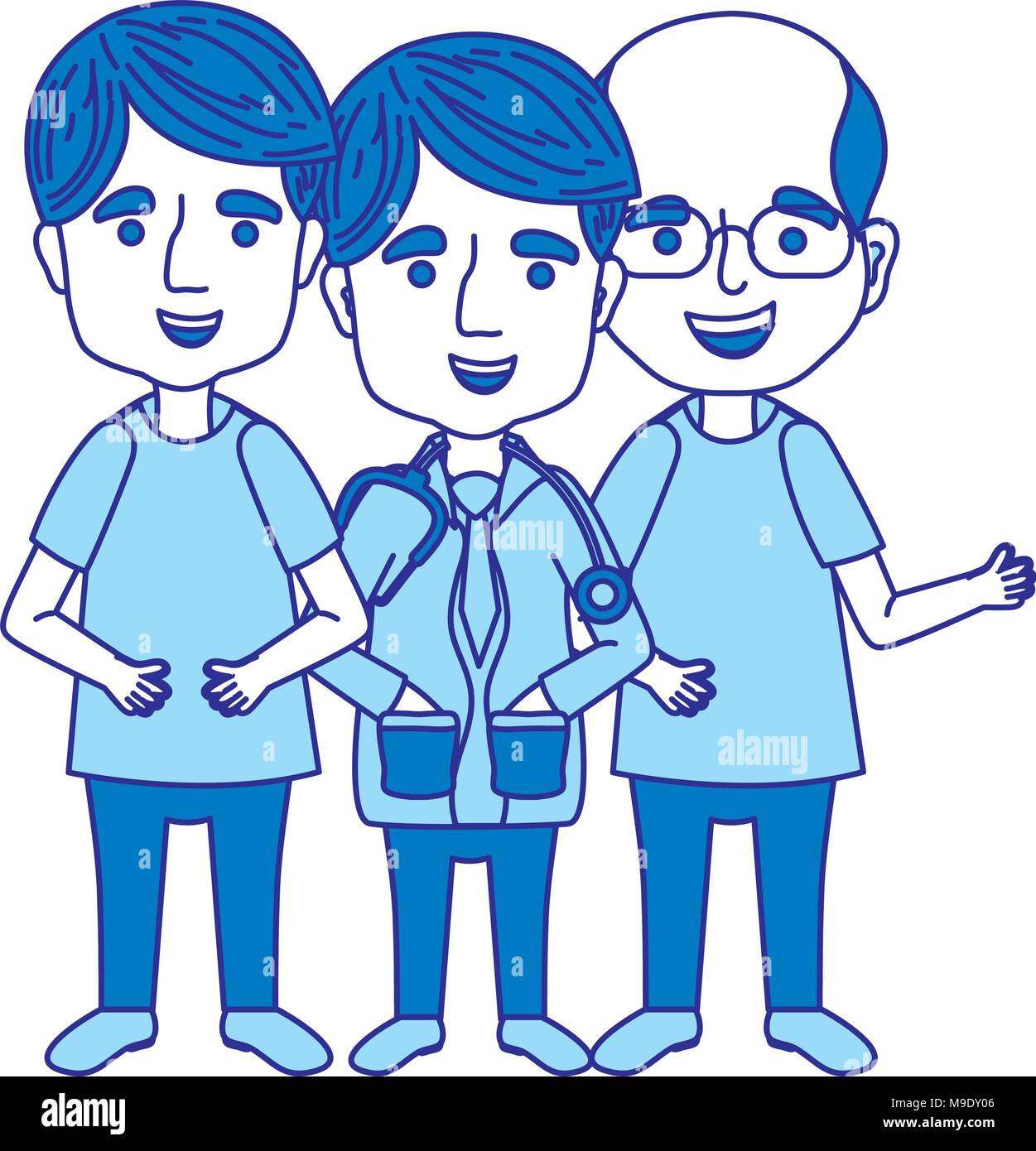 Les hommes médecins couleur duo avec stéthoscope et médecine uniforme Illustration de Vecteur