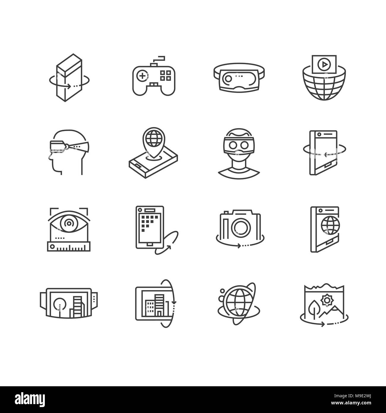 Les technologies de réalité virtuelle icon set Illustration de Vecteur