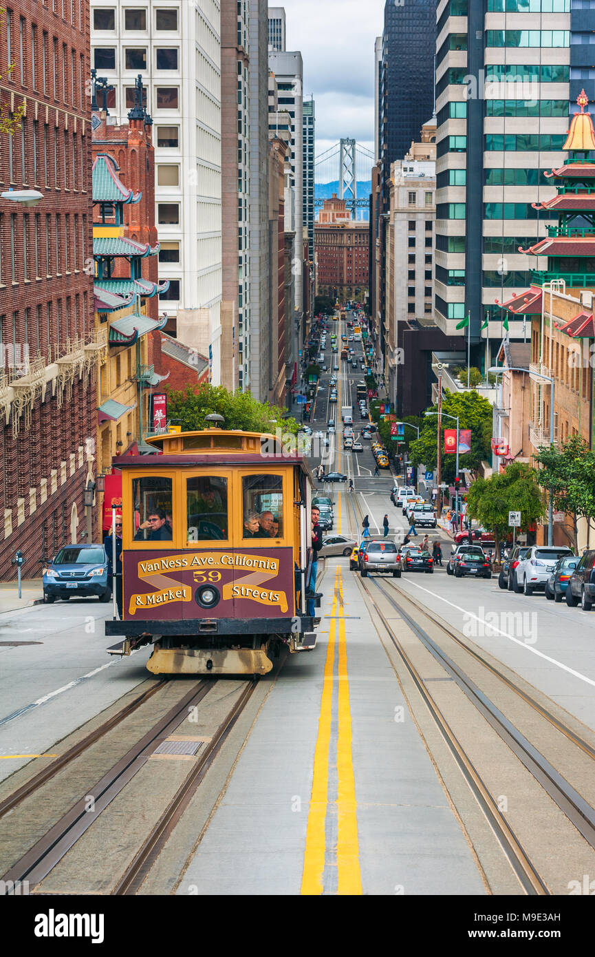 Cable Car à San Francisco, Californie Banque D'Images