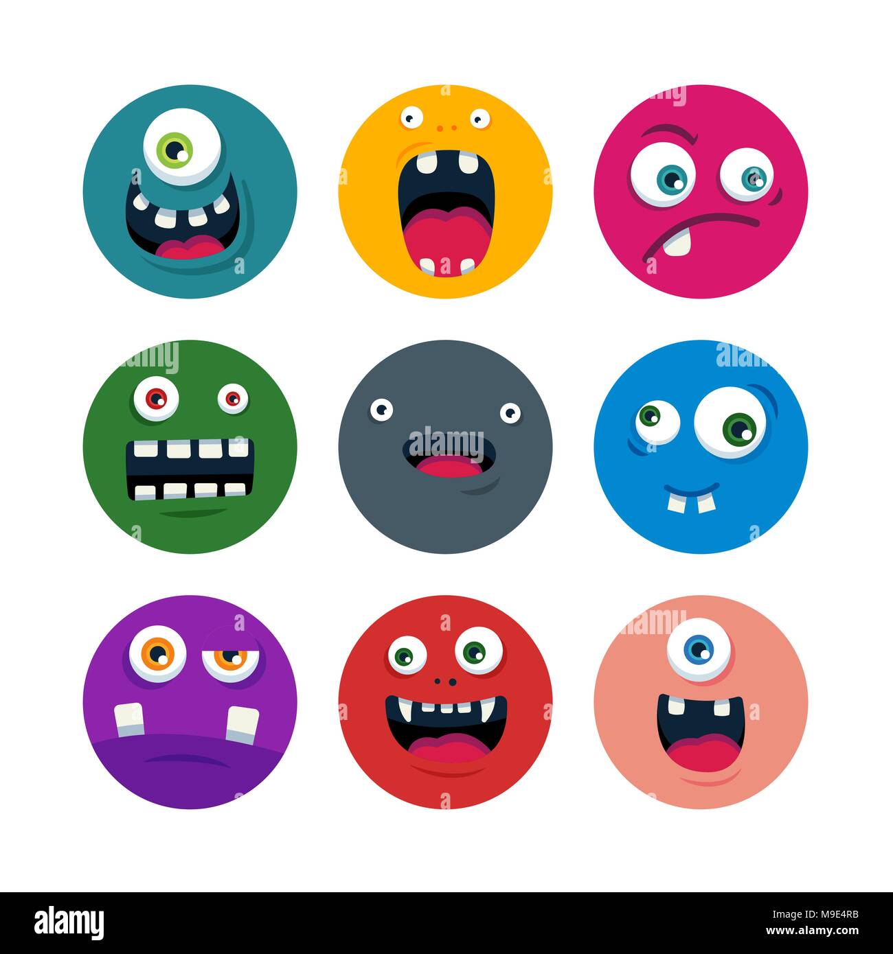 Ensemble de cartoon cute monster visages. télévision vector illustration Illustration de Vecteur