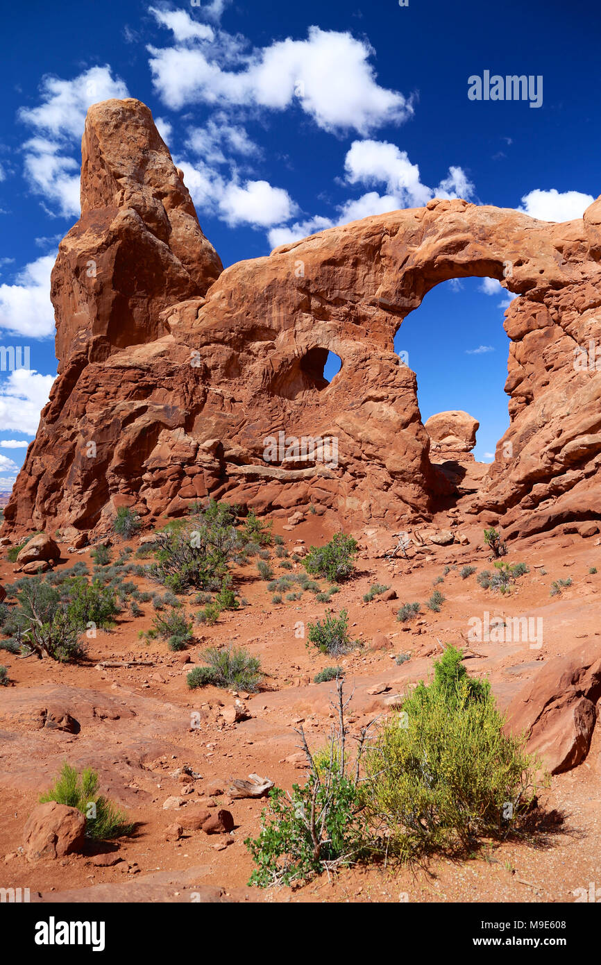 Passage de la fenêtre rock formation à Arches National Park, Moab Utah Banque D'Images