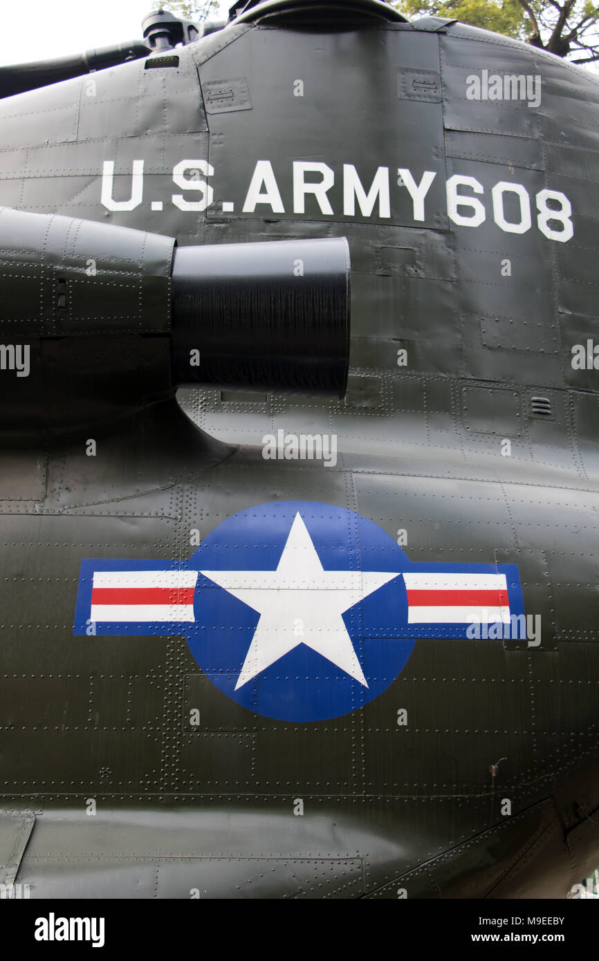 Us Army inscription sur hélicoptère CH-47 Chinook de Boeing. Le symbole de l'US Air Force. Banque D'Images