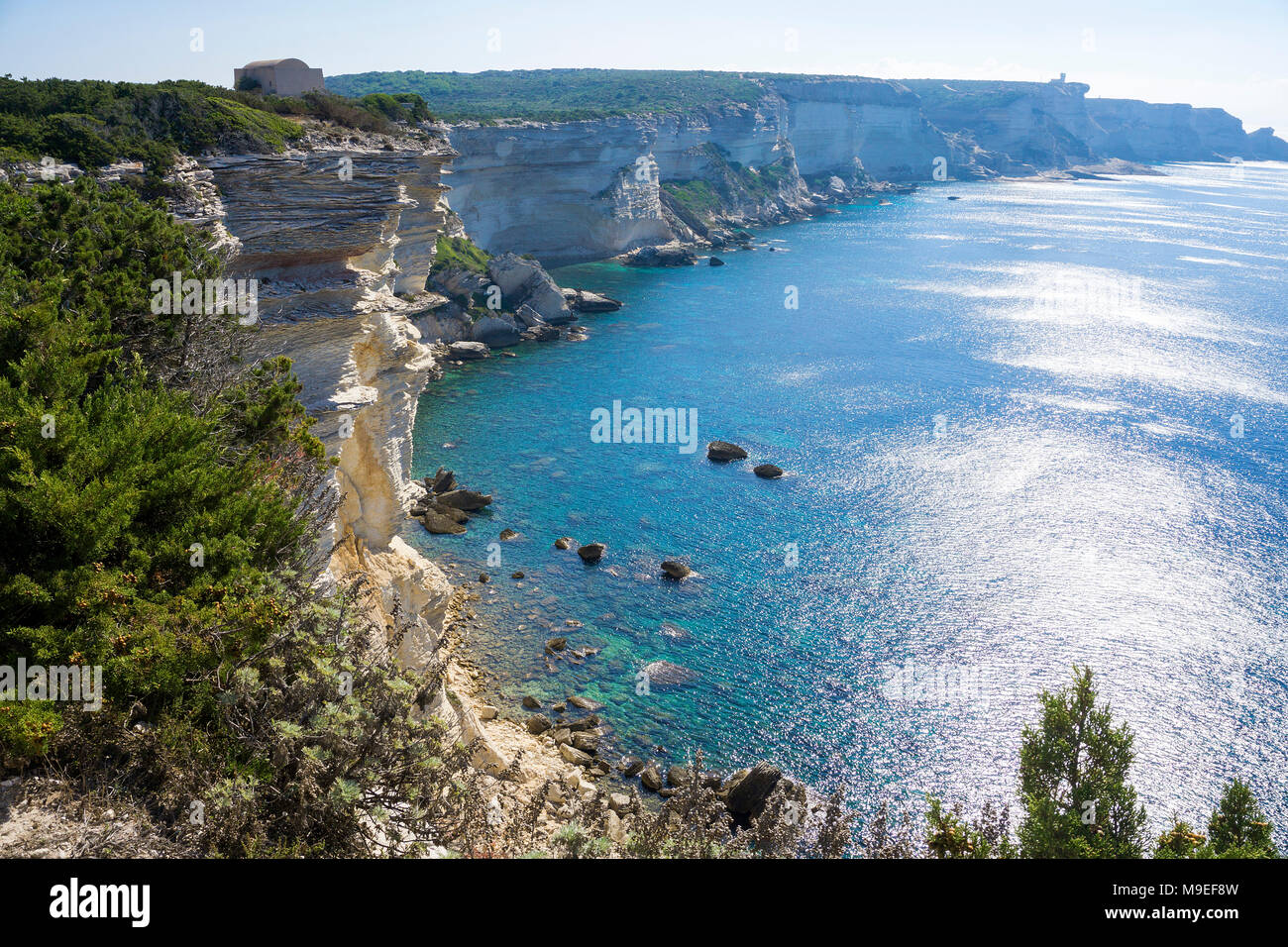 L'chalkstone falaise à Bonifacio, Corse, France, Europe, Méditerranée Banque D'Images
